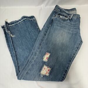 No 67 Women's Jeans Pants Flower Patched Distressed Size 30x33 Maddy Repair Jean
